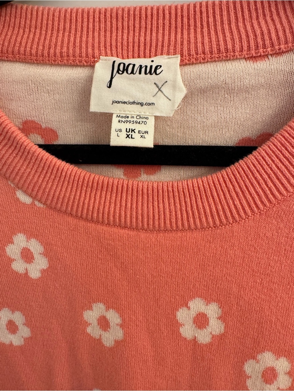 Joanie Coral Pink Floral Crewneck Sweater XL - Picture 2 of 5
